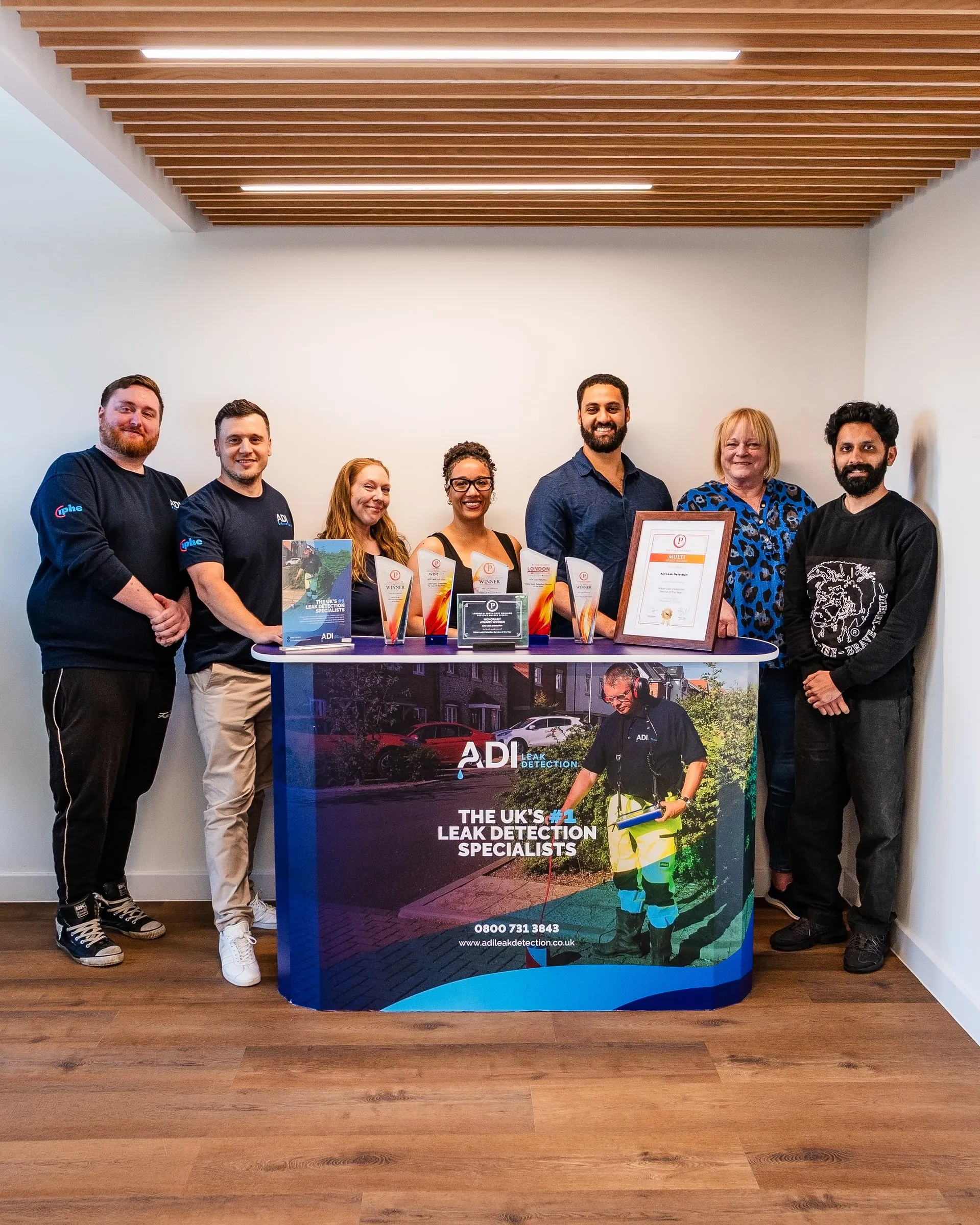 The ADI Leak Detection office team at the company's exhibition stand